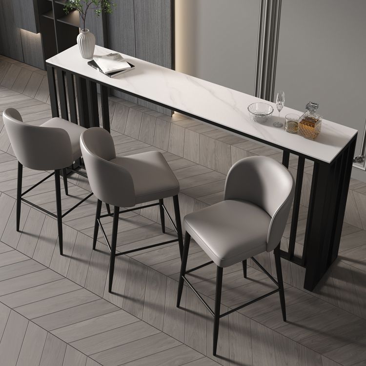 Double Pedestal Rectangle Hall/Pub Table Stone Modern Counter Height Table