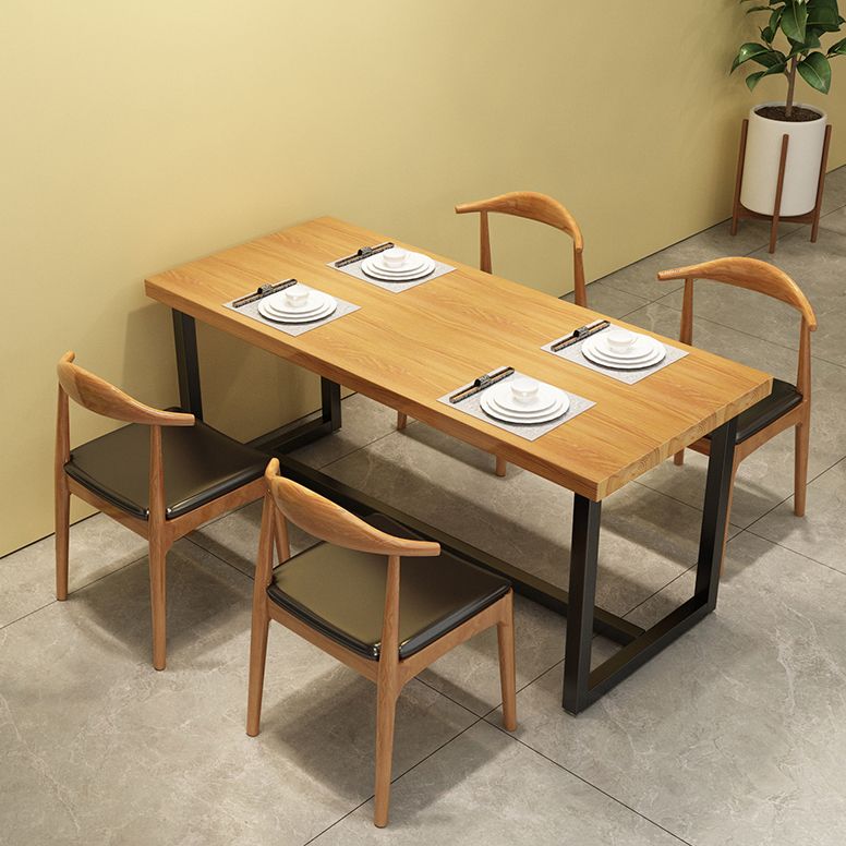 Industrial Style Solid Wood Top Dining Table with Rectangle Dinette Set with 4 Legs Table