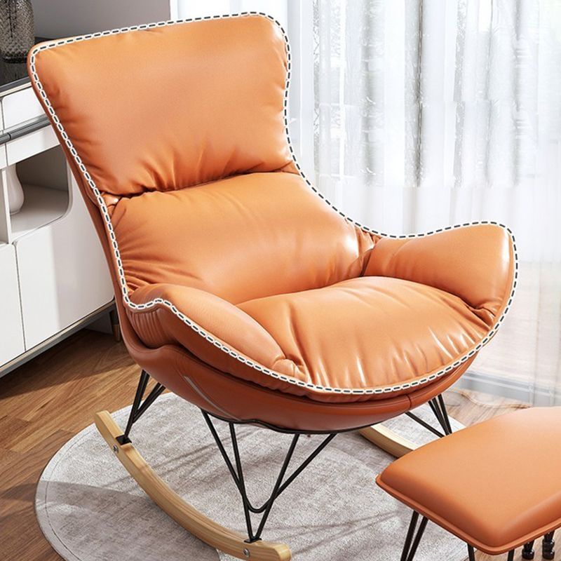 Modern Upholstered Rocker Chair Metal Frame Spindle Rocker Chair with Ottoman