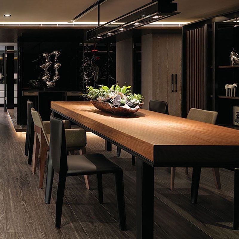 Solid Wood Dining Table Contemporary Rectangle Dining Table with 4 Legs