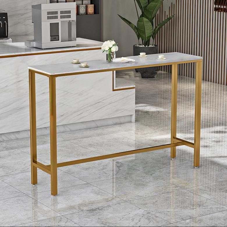 White Marble Bar Table Set 1/4 Pcs Upholstered Bar Stool for Living Room