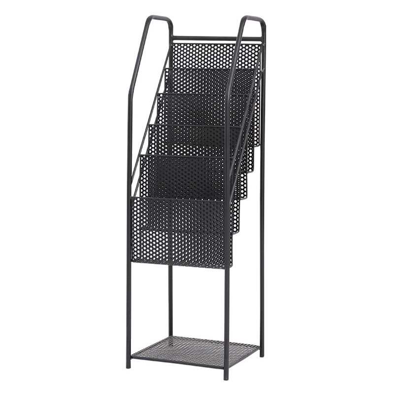 Modern Metal Bookshelf Geometric Closed Back Vertical Bookcase in Burnish