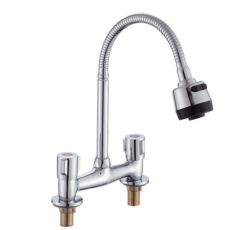 Modern Pre-Rinse Kitchen Faucet Brass Knob Handle Swivel Spout Kitchen Sink Faucet