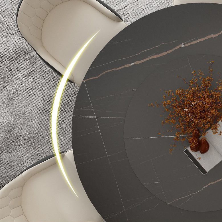 Round Double Pedestal Table Simplicity Style Dining Site Table with Turntable