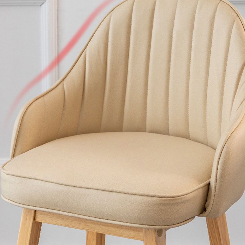 Bucket Upholstered Solid Wood Indoor Bar Stools with Footrest