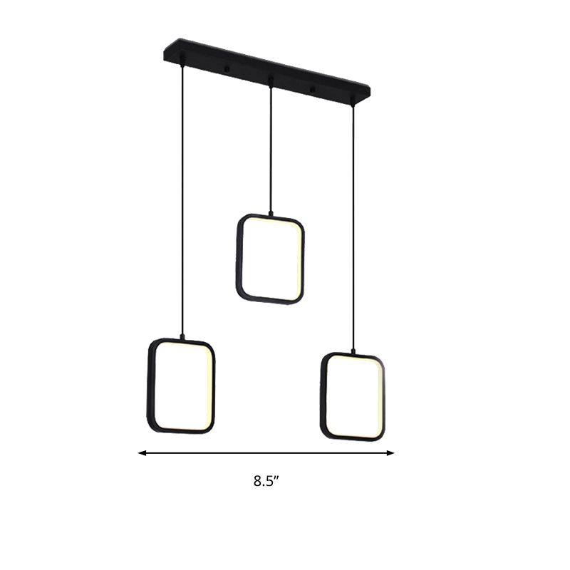 Schwarz/Weiß -Quadrat -Drop -Anhänger zeitgenössischer LED -Acryldeckelbeleuchtung in warmem/weißem Licht