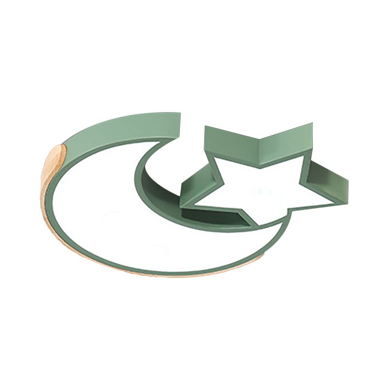 Macaron Étoile Lune Plafonnier Style Nordique En Métal LED Plafonnier en Gris/Bleu/Vert pour Chambre