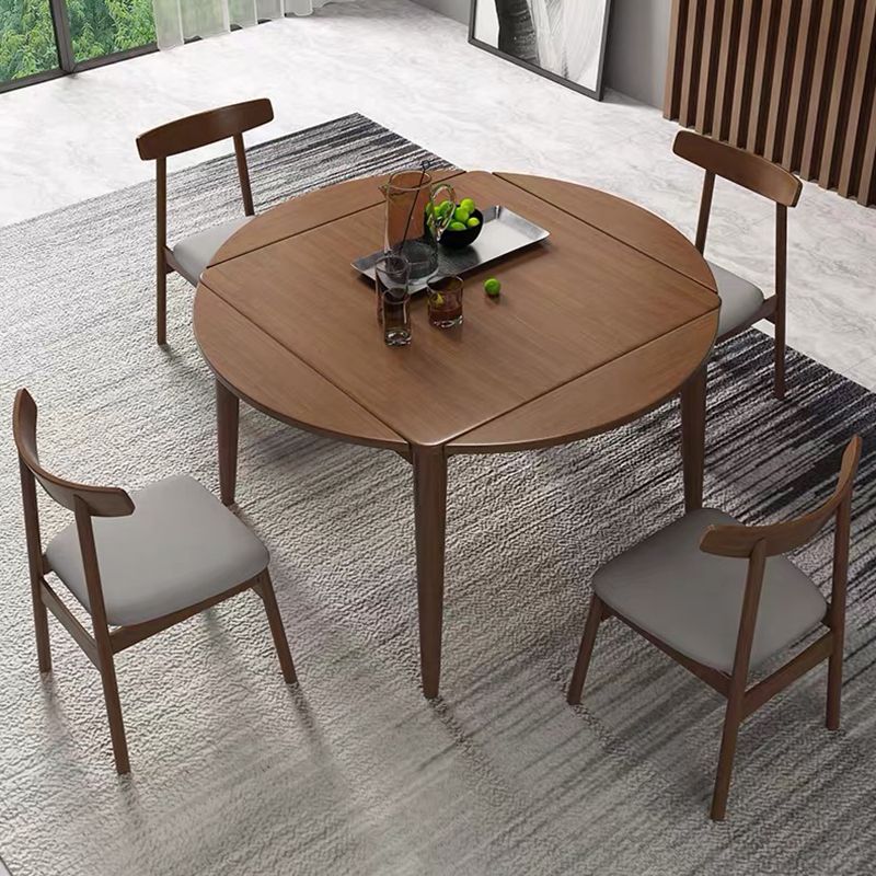 Modern Style Rubberwood Dinner Table Round Drop-Leaf Table for Home Use