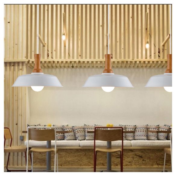 Luce sospesa da fienile elegante retrò 10 "/14" W 1 lampada a soffitto in metallo in metallo in bianco/nero per cucina