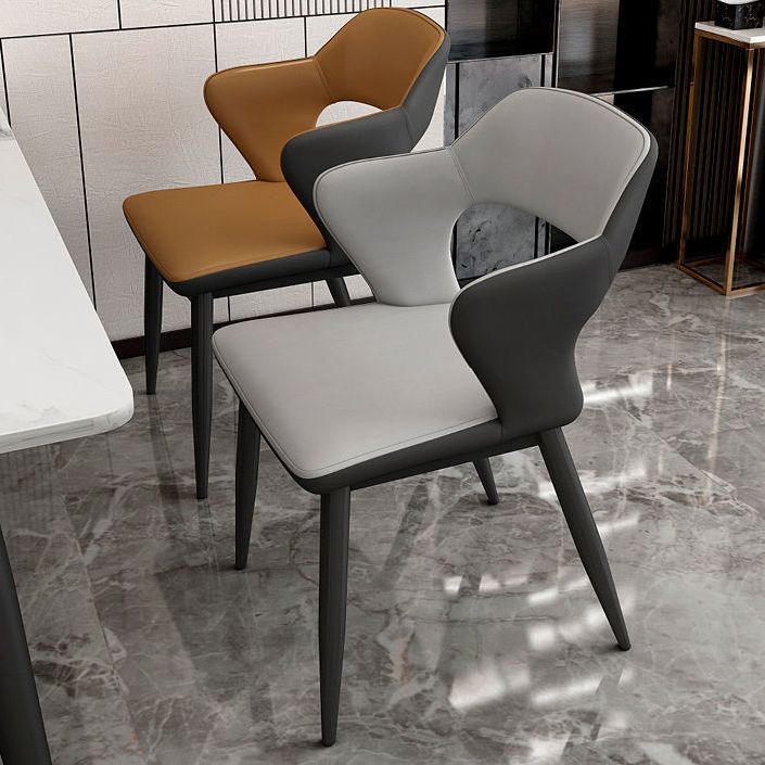 Contemporary Linen Dining Chair Open Back Dining Side Furniture in Matte Finish for Home
