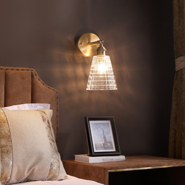 Mid Century Barrel Wall Mount Lighting Clear Glass Wall Mounted Light Fixture for Bedroom