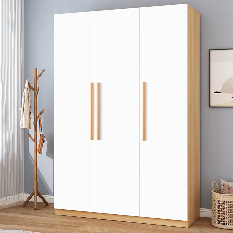 Wooden Frame Wardrobe Freestanding Wardrobe Armoire with Shelves and Clothes Rail