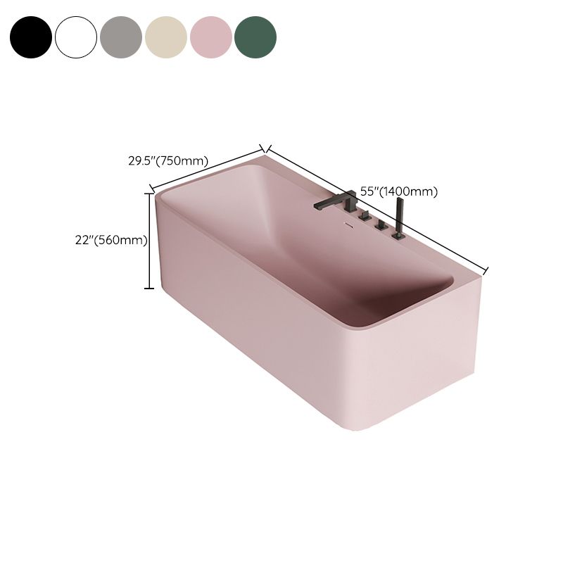 Modern Stone Soaking Bathtub Rectangle Back to Wall Bathtub With Faucet