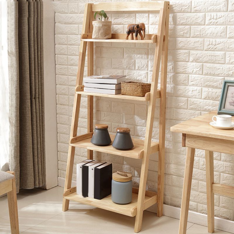 Contemporary Shelves Included Bookshelf Wooden Ladder Bookcase