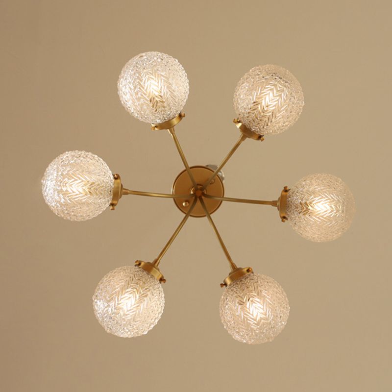 Glass Ball Shape Flush Mount Light Modern-Style Multi Lights Flush Ceiling Light in Brass