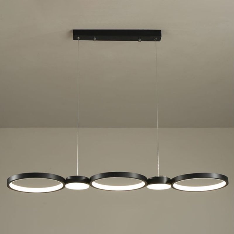 Black Linear LED Island Light in Modern Simplicity Aluminium Pendant Light with Acrylic Shade