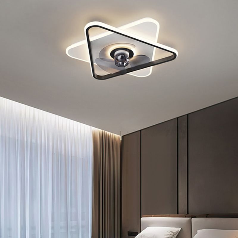 3-Lights Modern LED Fan Light Metal Geometric Flush Mount Light for Living Room