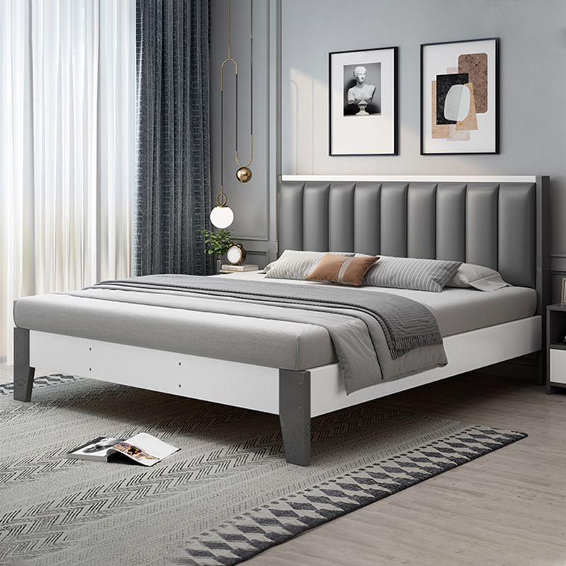 Modern Panel Wood Standard Bed with Rectangular Headboard for Bedroom