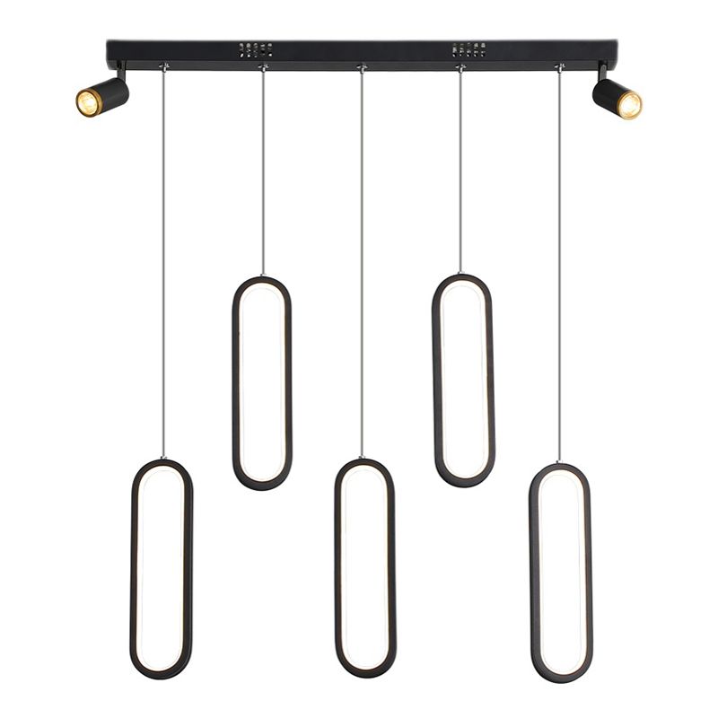 Contemporary Style Linear Island Lighting Metal Island Lighting in Black