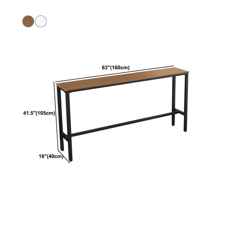 Modern Style Bar Table Rectangle Wood Bar Dining Table with Trestle Base