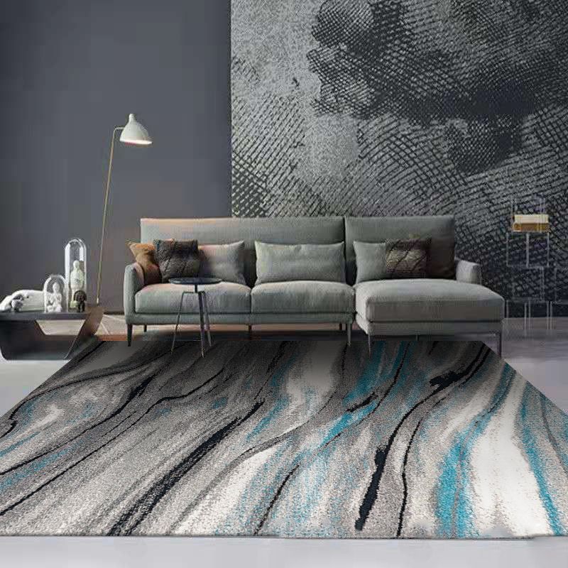 Dark Gray Modern Rug Polyester Abstract Color Piece Rug Washable Rug for Living Room