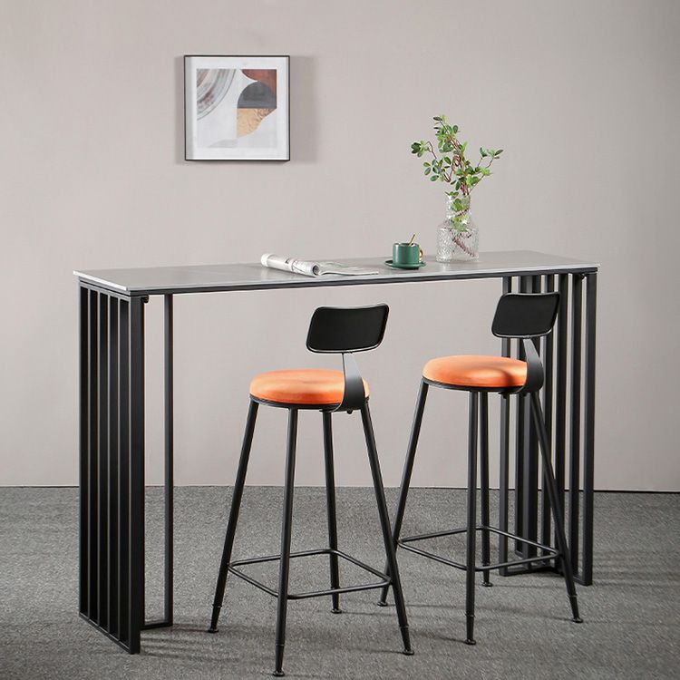 Modern Marble Table with Rectangle Table Top Black Sled Table - 42" H