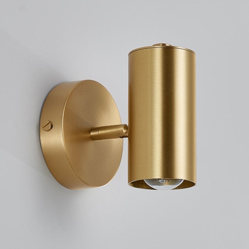 Modern Metal Wall Sconce Cylinder Shape Vanity Lamp with Copper Shade for Bathroom