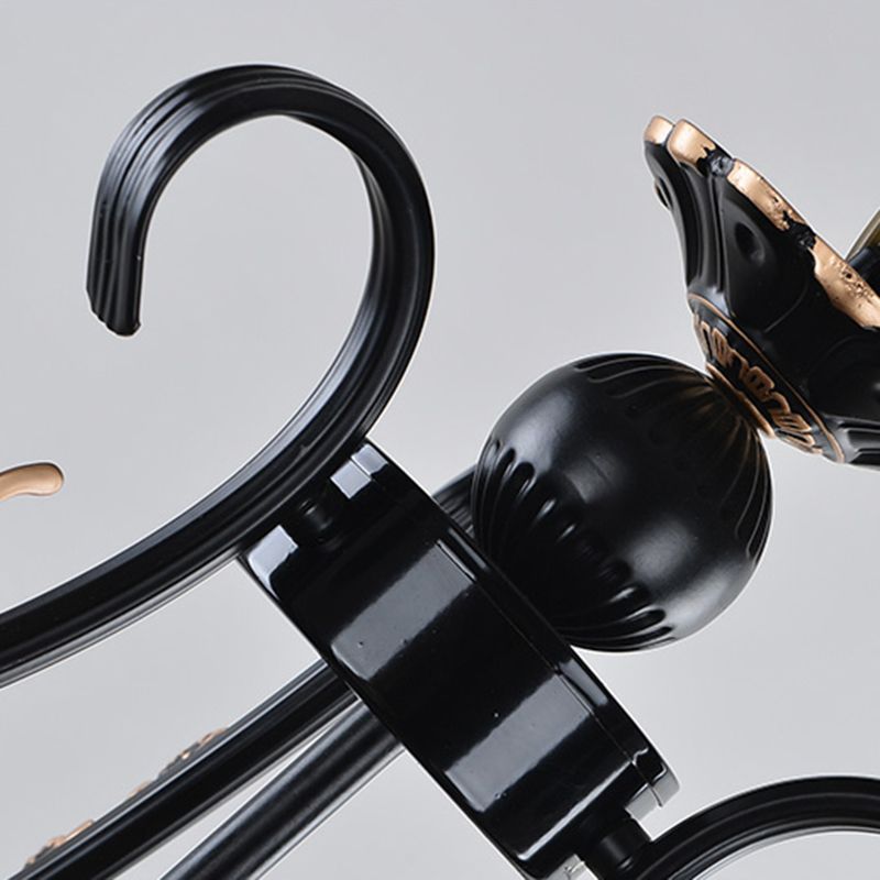 Stained Glass Mosaic Chandelier Lamp Tiffany 3/5/9 Lights Black Suspension Lighting Fixture for Living Room