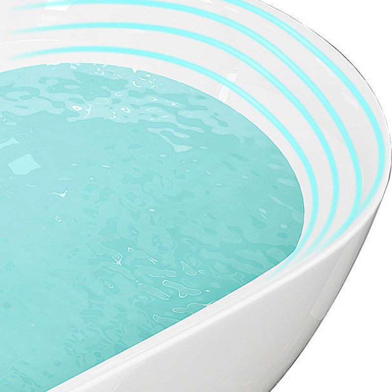 Soaking Freestanding Tub with Overflow Trim White Acrylic Oval Bathtub