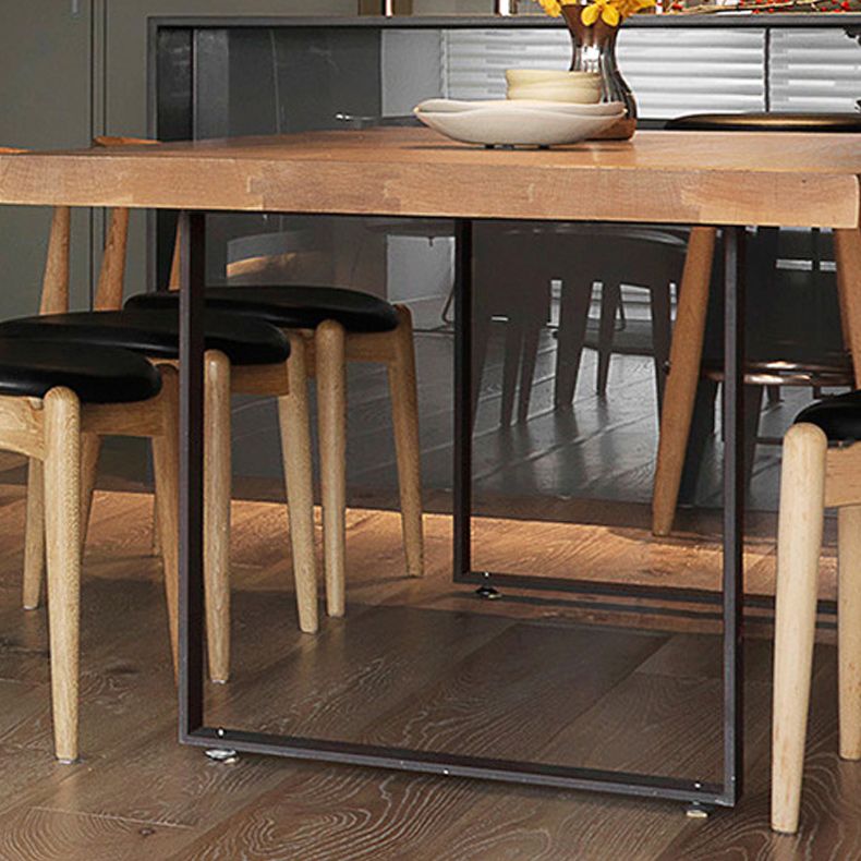 Solid Wood Top Dining Table Rectangle Wood Table with Sled Base