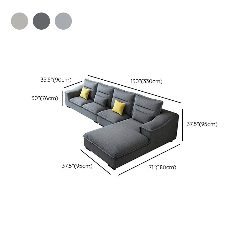 Modern Pillow Back Sectional Sofa Linen Sloped Arm Sectional