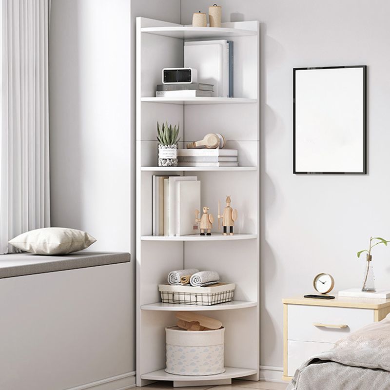 Corner Wood Accent Chest with Shelves Contemporary Side Cabinet