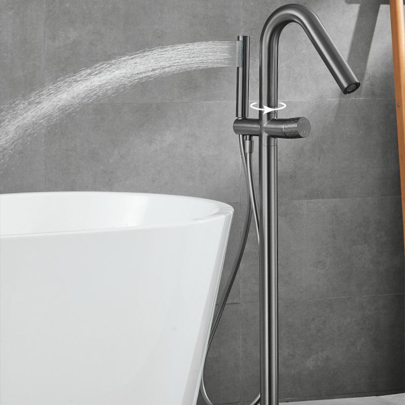 Floor Mounted Metal Freestanding Tub Filler Hand Shower Freestanding Faucet