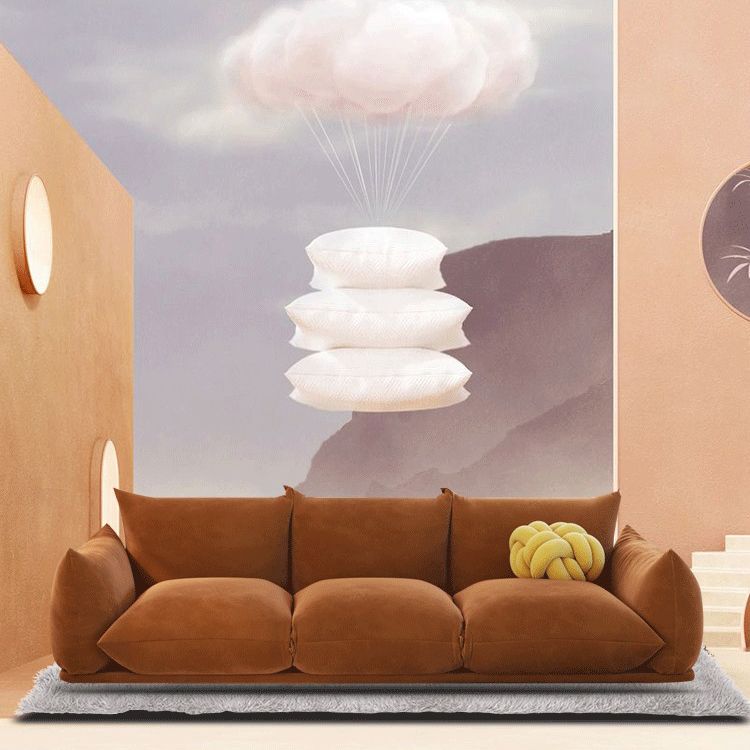 Velvet Pillow Top Arm Sofa with Pillows Back for Living Room
