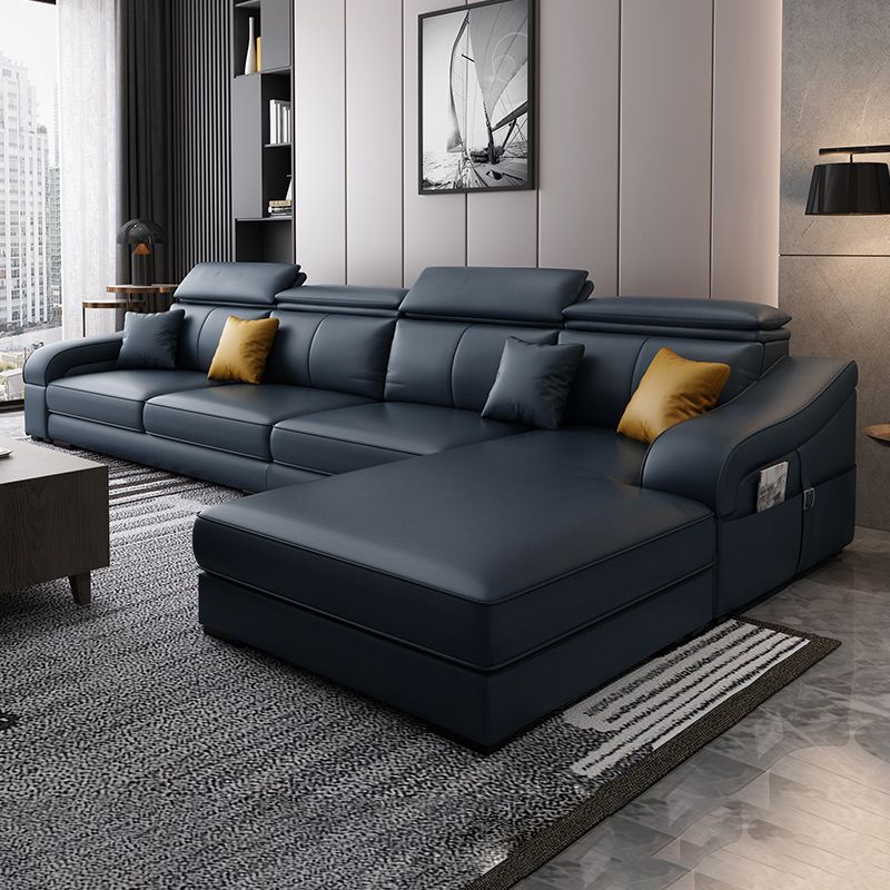 Linen and Faux Leather Reversible Modular L-Shape Furniture Sectionals