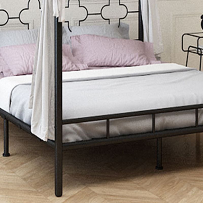 Metal Bed Frame Glam Canopy Bed With Headboard and Footboard