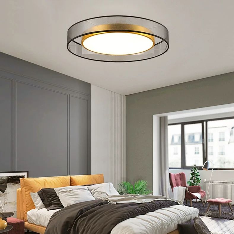 Cylinder Glass Flush Mount Modern Style Living Room Ceiling Light Fixture with Shape
