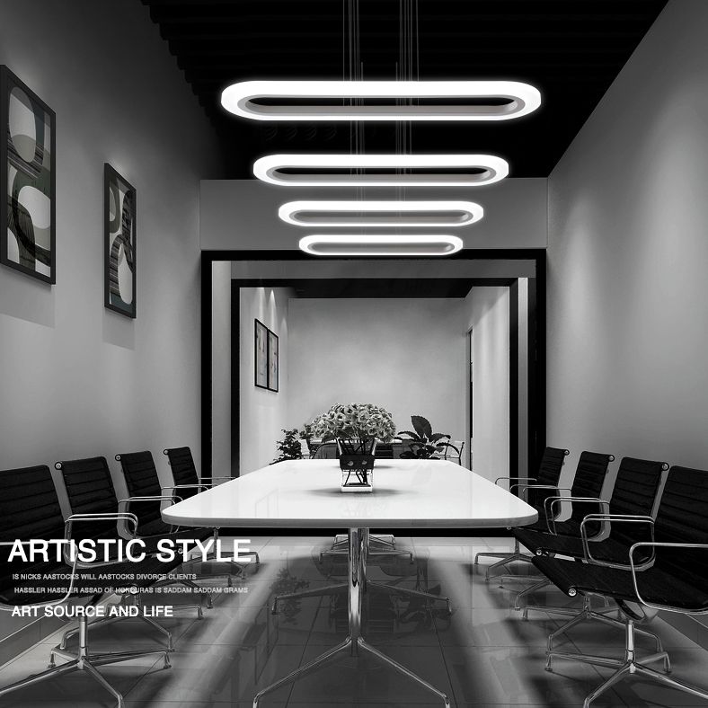 Nouveau éclairage de lustre linéaire en aluminium blanc moderne pour le bureau