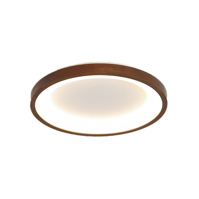 Modern Single Brown Flush Mount Lighting Wooden Ceiling Light for Bedroom