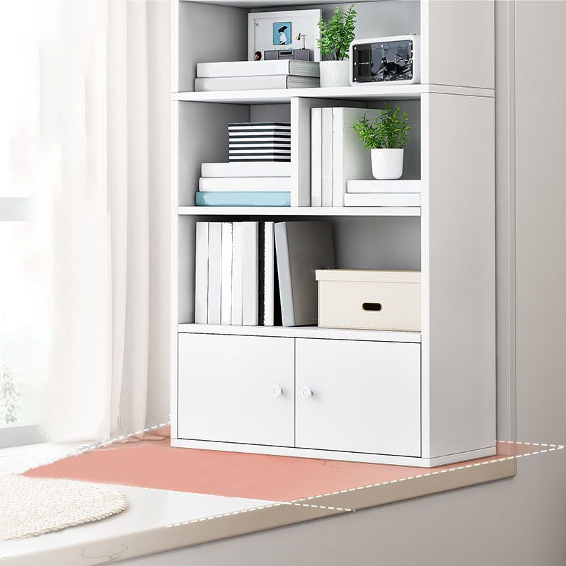 Modern Style Bookcase Wood Closed Back Bookshelf with Door for Office
