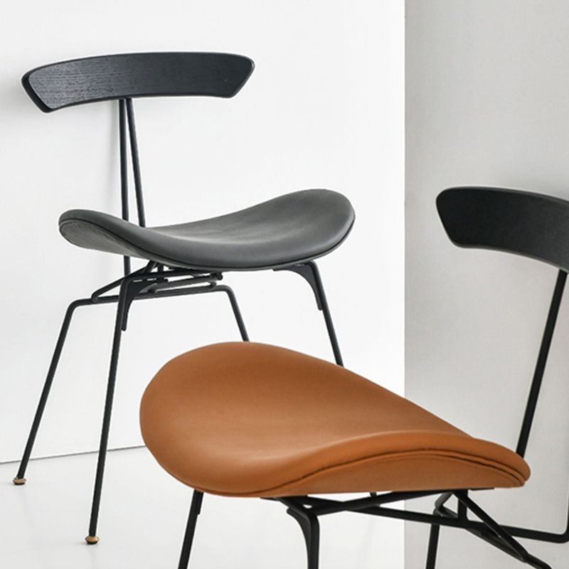 Black Iron Legs Dining Chairs Industrial Armless Dining Side Chair