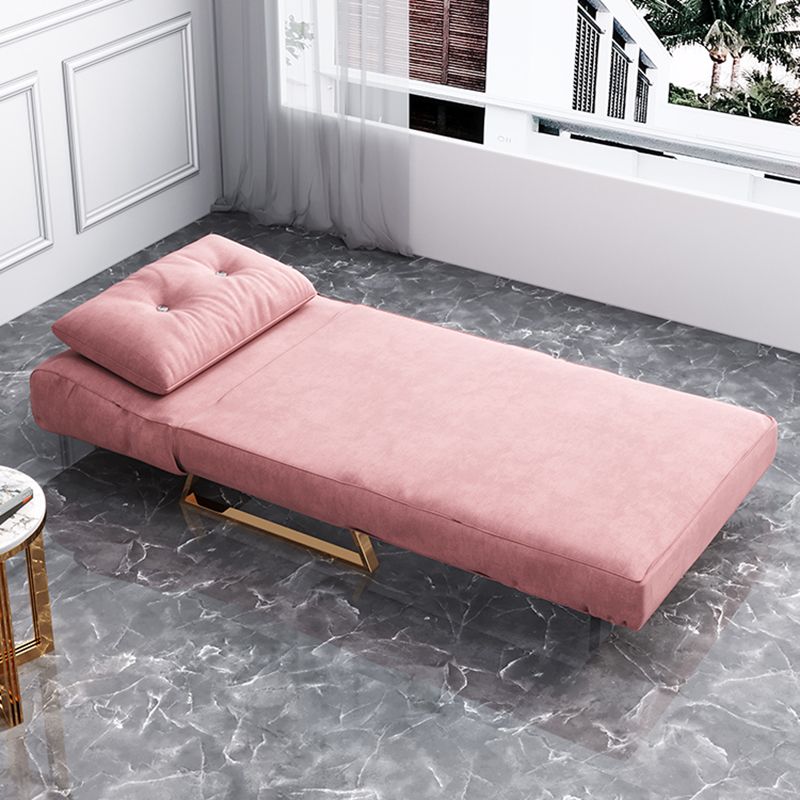 Foldable Convertible Sofas Pink Armless Glam Metal Sleeper Sofa