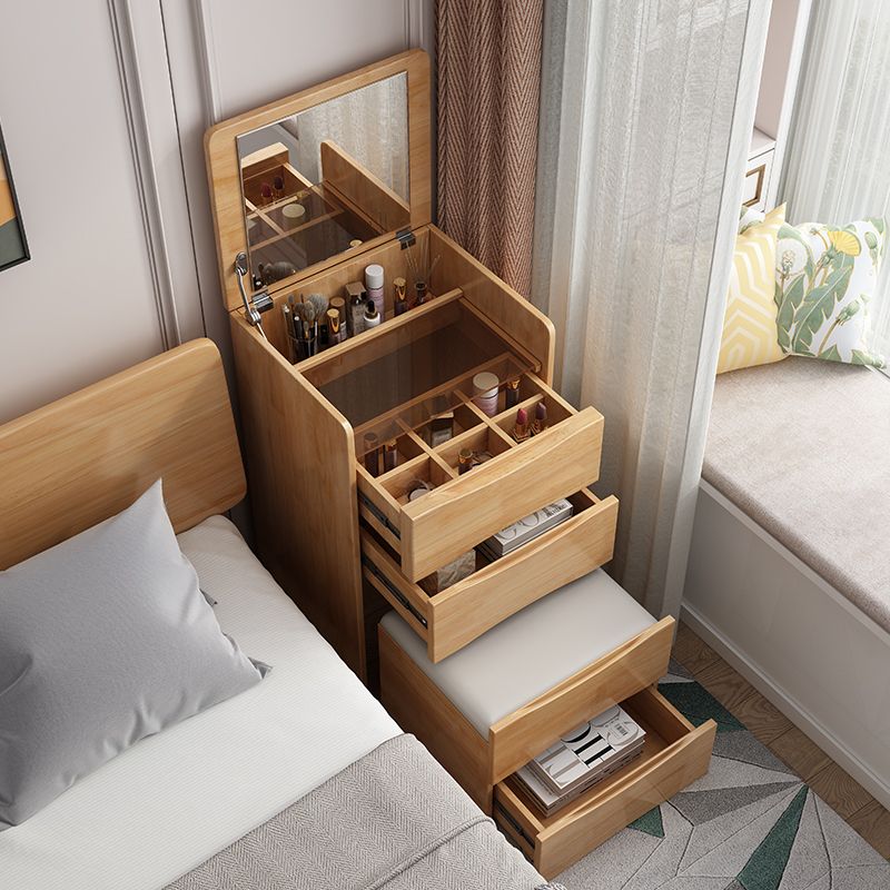 Contemporary 3 Drawer & Jewelry Vanity Desk Wood Makeup Vanity Desk