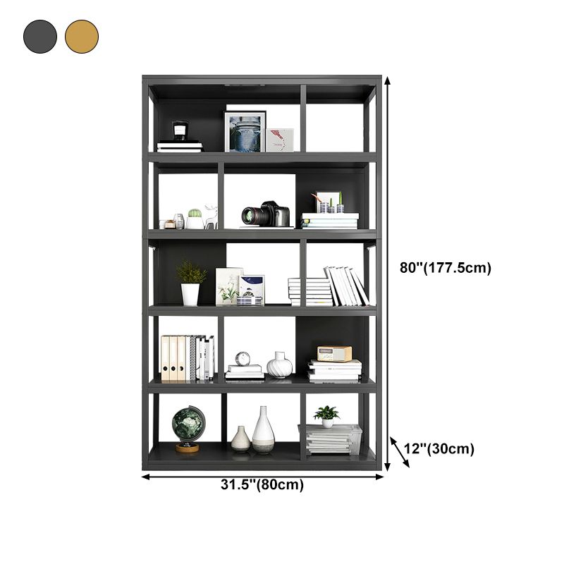 Vertical Metal Frame Etagere Bookshelf Manufactured Wood Shelf Bookcase for Living Room