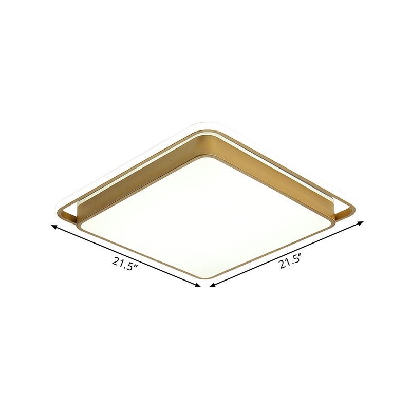 Techo cuadrado de oro a ras del modernismo 10 "/18" /21,5 " W Luz de descarga de metal LED para sala de estar, luz cálida/blanca