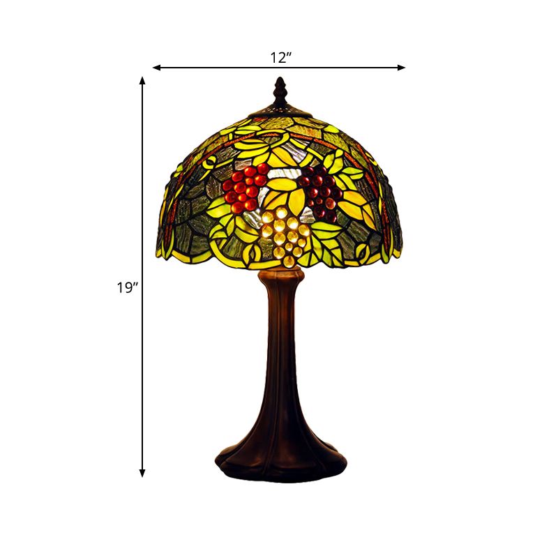 Groene gebrandschilderd glas Grapevine Night Light Tiffany enkele bronzen afwerking Tafelverlichting