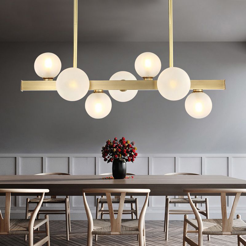 Luce sferica dell'illuminazione dell'isola di vetro in stile moderno ottone a led al soffitto