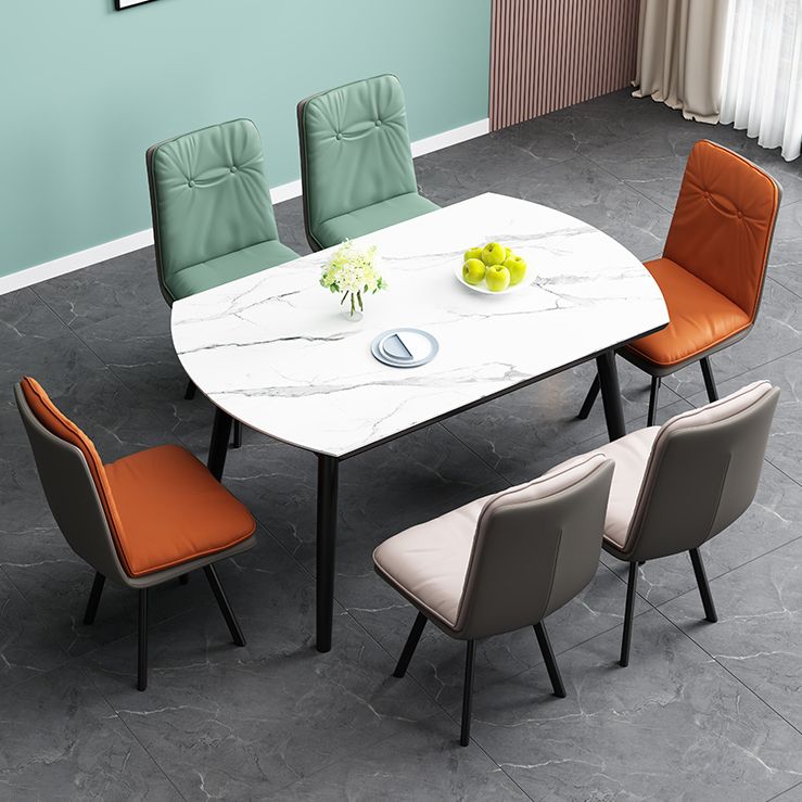 Modern Armless Dining Chairs Faux Leather Parsons Dining Side Chair