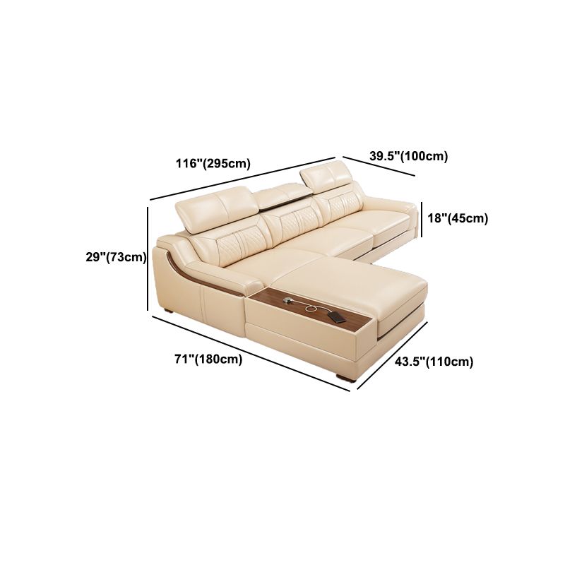 Contemporary Genuine Leather Stain-Resistant Sloped Arms Sofa & Chaise