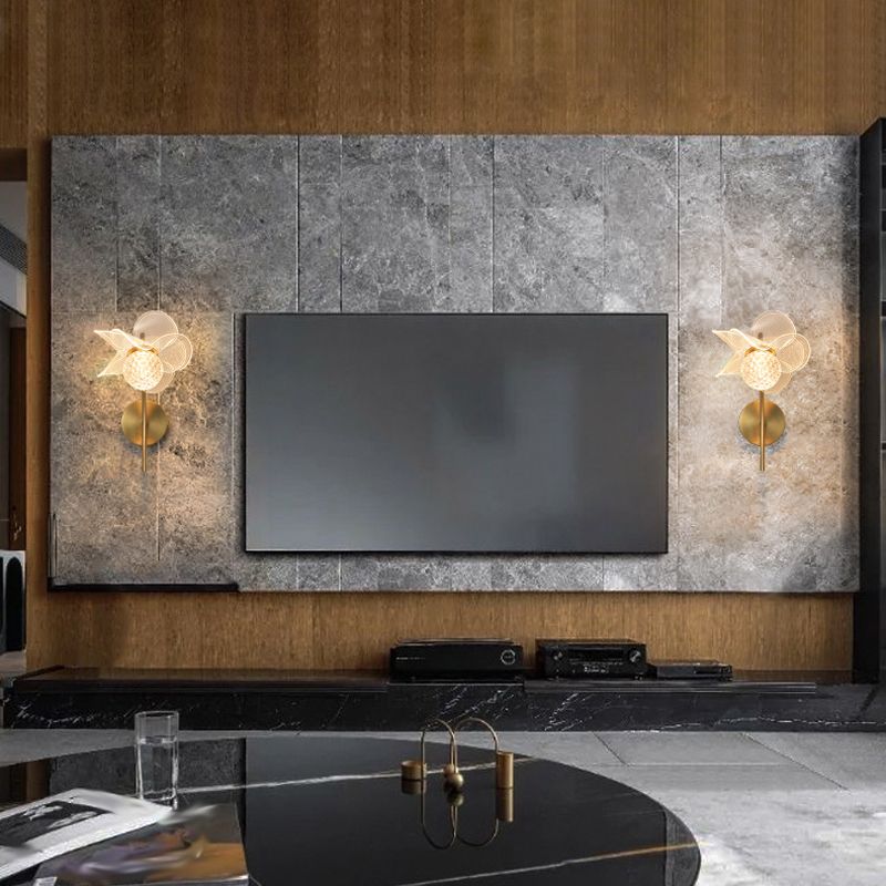 Contemporary Wall Sconce Flower Wall Light Fixture with Acrylic and Metal for Bedroom